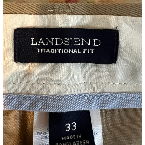 Lands End Mens Pants size 33" Tan Straight Leg Classic Chino Pockets Cotton - Picture 2 of 9